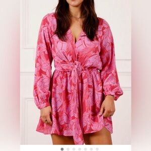Fate Pink Floral Wrap Blouse